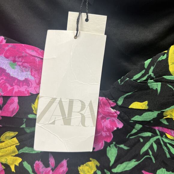 ZARA Floral Peasant Preppy Blouse Crop Top Size Large NWT - Picture 10 of 12